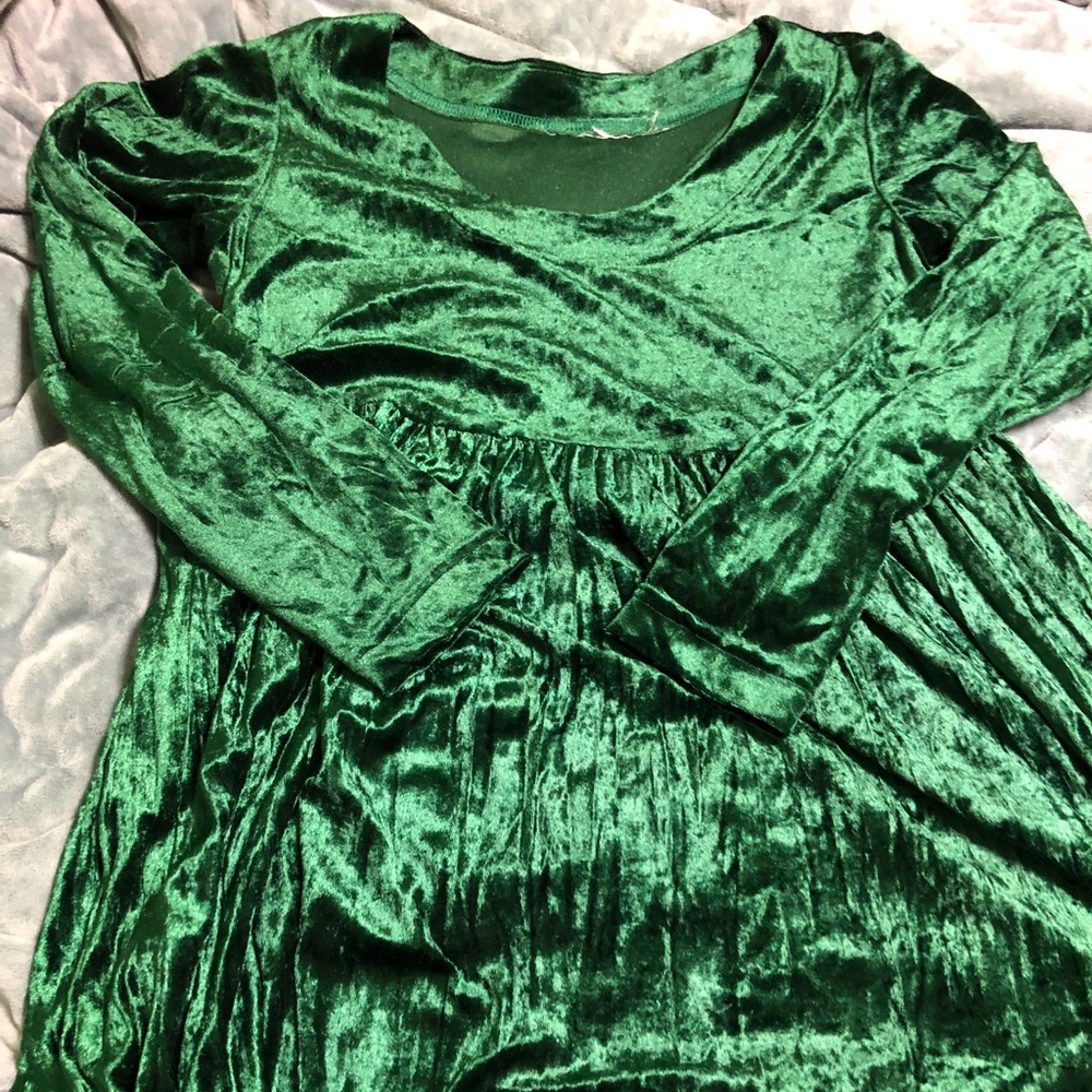 Vintage Emerald Green Velvet/Velour Babydoll Dress